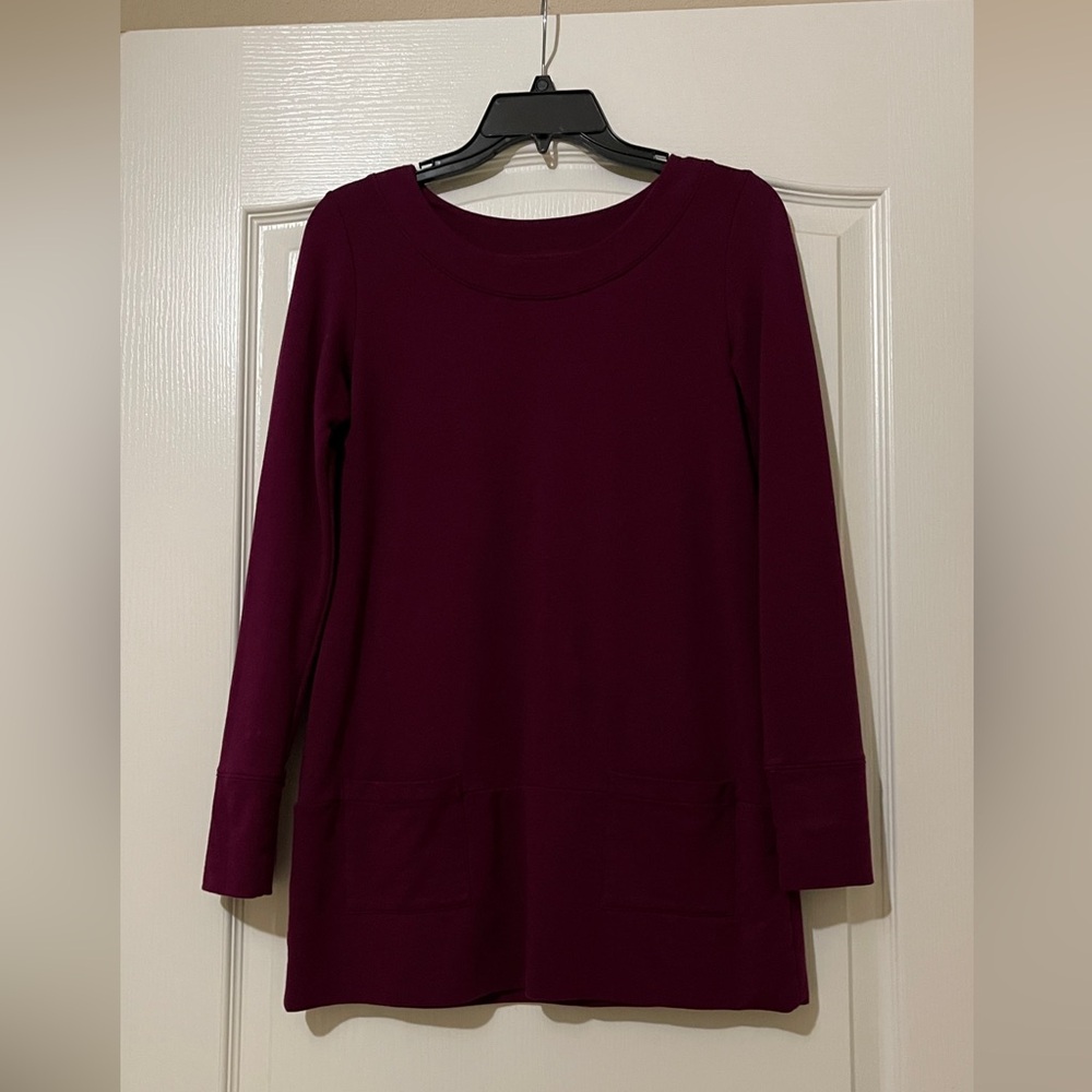 FAIR INDIGO -Organic Pima Cotton Burgundy Long Sleeve Tunic